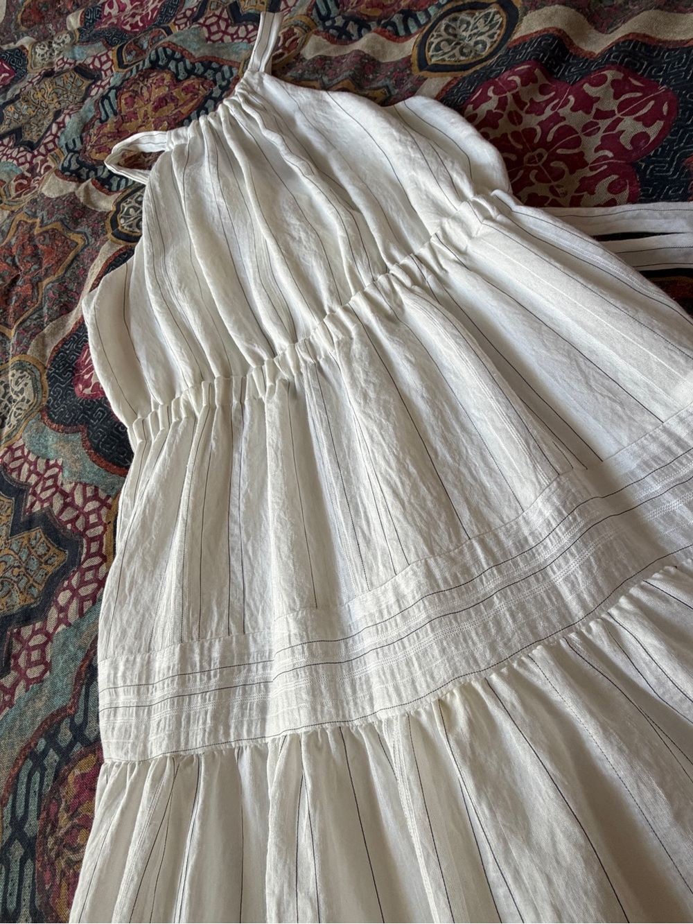 NWOT Rebecca Taylor Midi White Linen Dress Open Back Size 4 - Picture 6 of 10